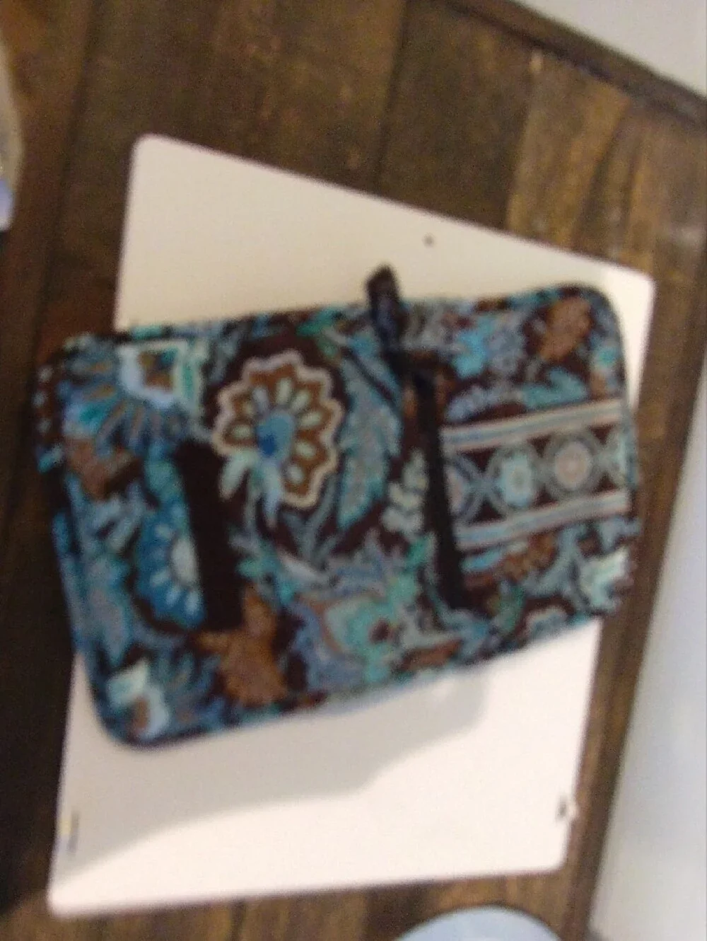 Vera Bradley Teal and Brown Paisley Quilted Wallet - Picture 6 of 7